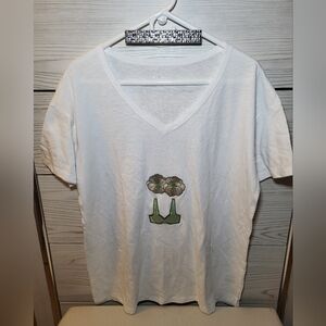 Aerie Soft White V-Neck Tee